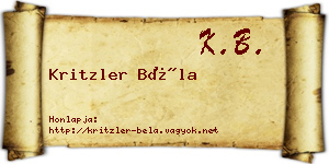 Kritzler Béla névjegykártya